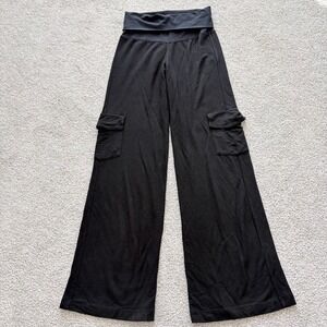 XCVI Wide Leg Cargo Pants Womens S Black Foldover Relaxed Lounge Athleisure